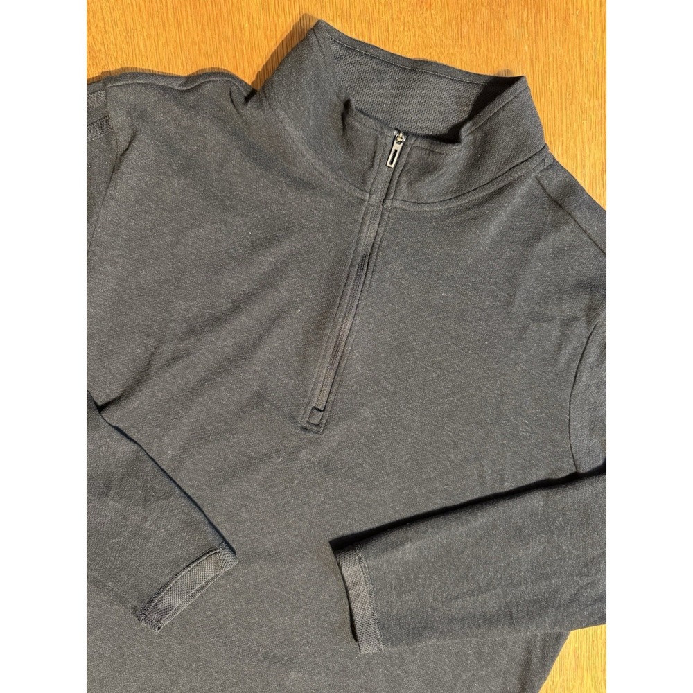 Adidas 1/4‎ Zip Pullover Sweatshirt Men's L Black Athletic Training Top 3-Stripe